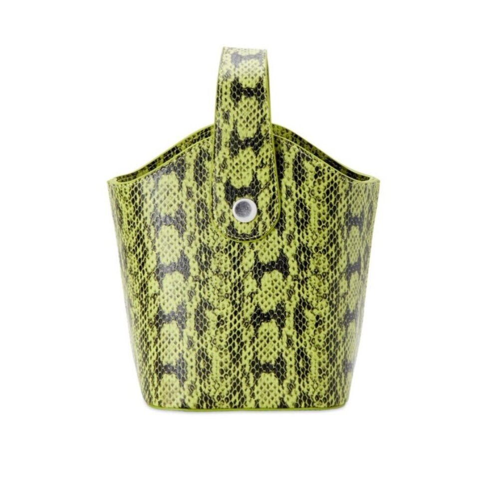 No Boundaries Green Snake Skin Crossbody Bucket Bag Drawstring Purse 8.75"x8"x5"